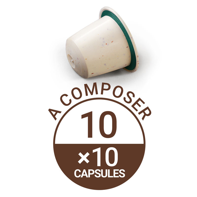 boite à composer de 10 capsules de café, compostables à domicile